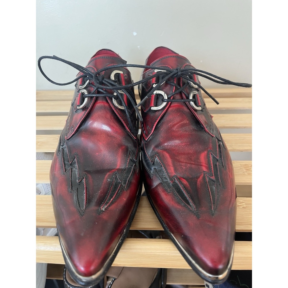 Jeffery West Muse Patent Leather Winklepicker Shoes Pointed Derby Cuban Heel Sz - Picture 2 of 9